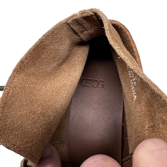 ASOS ALEX Tan Suede Slouch Ankle Boots Wrap Around Strap Buckle Detail Size 8 - Picture 6 of 15